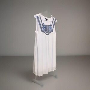 Nina Leonard Womens Dress Sz L White Sleeveless Keyhole neck